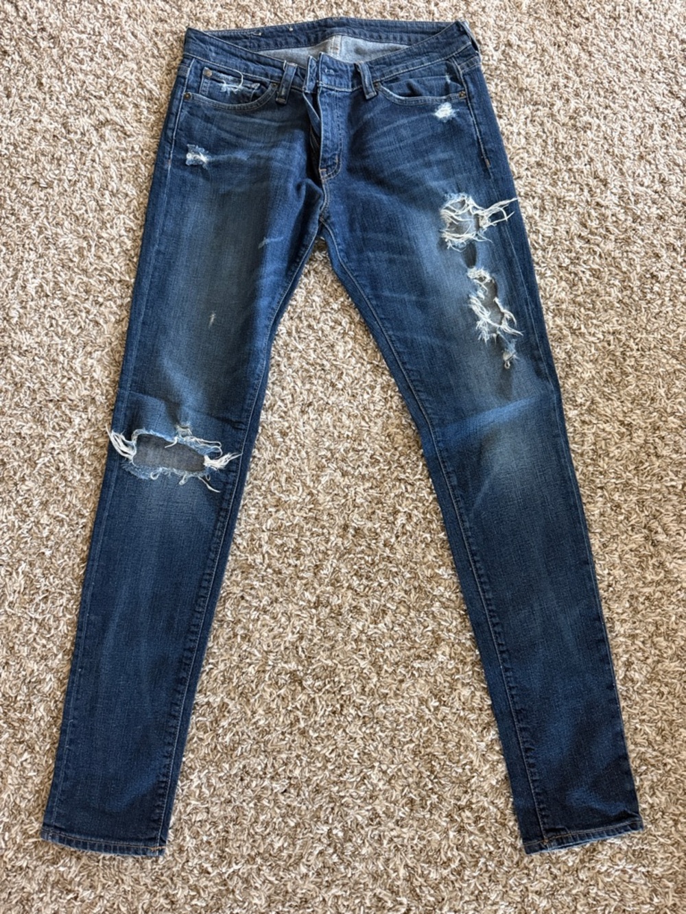 Denim & Supply Ralph Lauren Distressed Dark Blue Skinny Jeans
